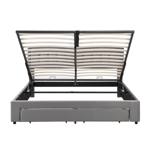 Upholstered Bed,Super King Size Bed-6ft180x200cm, Velvet Fabric, Double Bed, Large Storage Space,With Slats And Headboard,Without Mattress,Grey