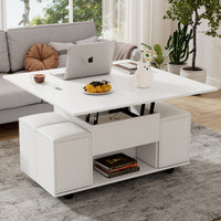 Lift Up Coffee Table, Coffee Table With Storage, Lift-Top Sofa End Tea Tables For Living Room Furniture , White