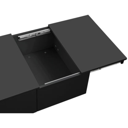 Coffee Table, Black High-Gloss Living Room Table With Push-Pull Storage Structure, Double-Sided Drawers