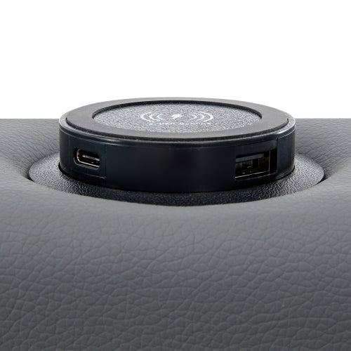 Upholstered Bed 150 X 200 Cm, King Size Bed-5ft,with USB Port Supports Wireless And Wired Charging, With LED Lighting And Storage Space, Without Mattress, PU Lychee Pattern, Grey