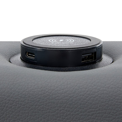 Upholstered Bed 150 X 200 Cm, King Size Bed-5ft,with USB Port Supports Wireless And Wired Charging, With LED Lighting And Storage Space, Without Mattress, PU Lychee Pattern, Grey