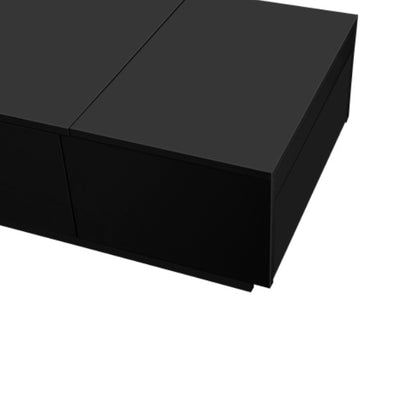 Coffee Table, Black High-Gloss Living Room Table With Push-Pull Storage Structure, Double-Sided Drawers
