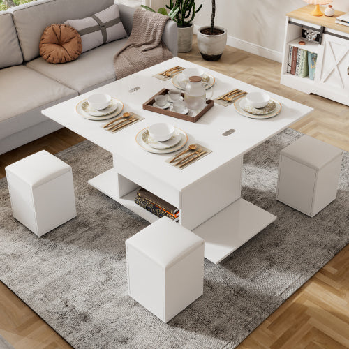Lift Up Coffee Table, Coffee Table With Storage, Lift-Top Sofa End Tea Tables For Living Room Furniture , White