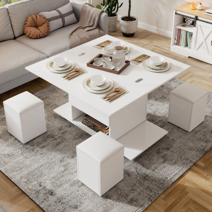 Lift Up Coffee Table, Coffee Table With Storage, Lift-Top Sofa End Tea Tables For Living Room Furniture , White