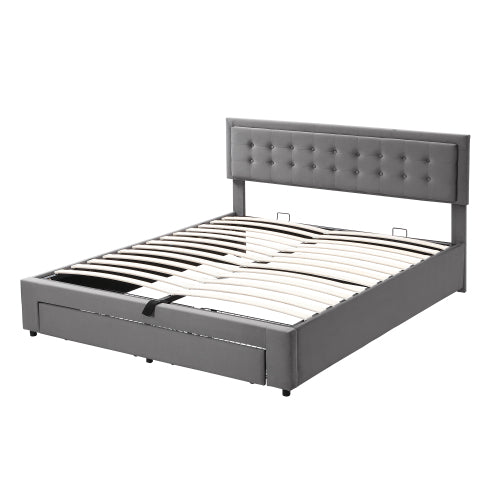 Upholstered Bed,Super King Size Bed-6ft180x200cm, Velvet Fabric, Double Bed, Large Storage Space,With Slats And Headboard,Without Mattress,Grey