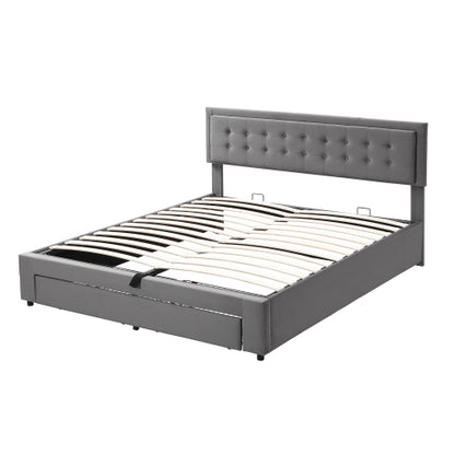 Upholstered Bed,Super King Size Bed-6ft180x200cm, Velvet Fabric, Double Bed, Large Storage Space,With Slats And Headboard,Without Mattress,Grey