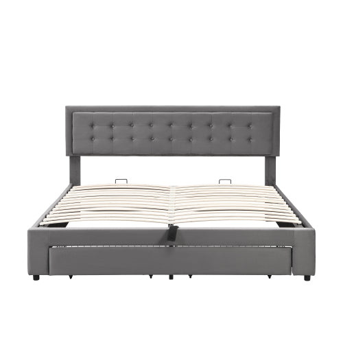Upholstered Bed,Super King Size Bed-6ft180x200cm, Velvet Fabric, Double Bed, Large Storage Space,With Slats And Headboard,Without Mattress,Grey
