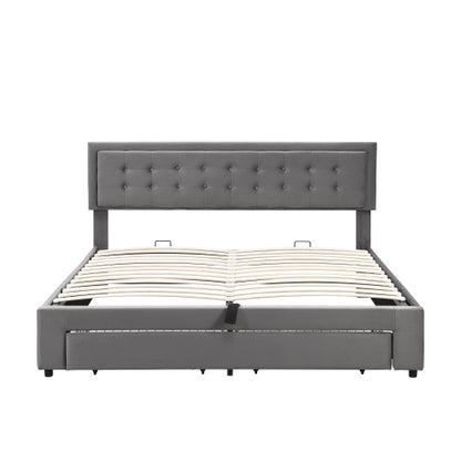 Upholstered Bed,Super King Size Bed-6ft180x200cm, Velvet Fabric, Double Bed, Large Storage Space,With Slats And Headboard,Without Mattress,Grey